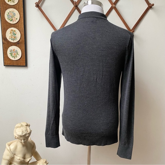 Bonobos Merino Wool Silk Grey Collared Pullover Slim Fit Sweater men’s Medium - Picture 6 of 14